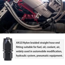 CNWZYMX AN10 Braided Straight Hose End Fitting 0 Degree Swivel for Nylon Aluminum Black 2PCS