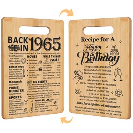 60th Birthday Gifts for Women Men,Back in 1965&Recipe for A Happy Birthday Double Sided Cutting Board Present for Her Him,60th Bday Gift Ideas,Cool Presents for 60 Year Old Woman
