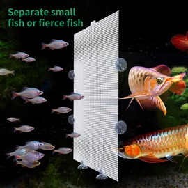 Cuyacili 2 Pack Fish Tank Divider, Plastic Grid Cuttable Grid Plate Fish Separator with 12 Suction Cups DIY Designed Clear Easy to Bent 10 * 13in
