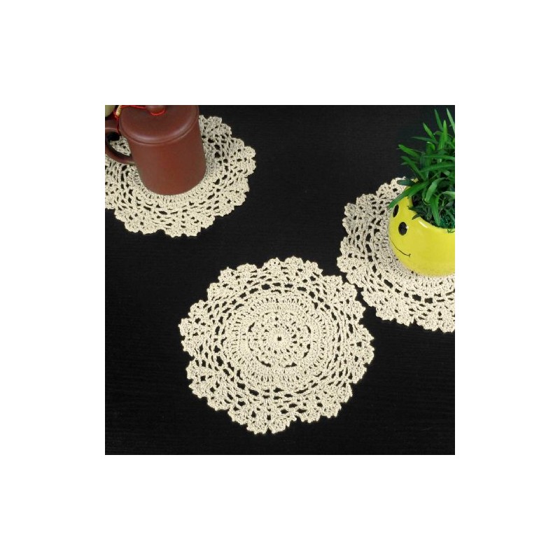 kilofly Crochet Cotton Lace Table Placemats Doilies Value Pack, 4pc,