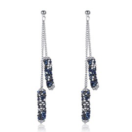 Sterling Silver Tassel Drop Stud Earrings with Austrian Crystal Cuff Stud Hypoallergenic Girls Earrings Jewelry Gift By KRUCKEL 7079080