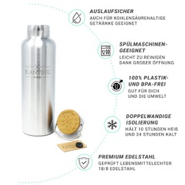 Kantine 51° Nord ® Insulated Flask Outdoor 750 ml Double-Walled Stainless Steel Drinking Bottle 0.75 L with Vacuum Insulation