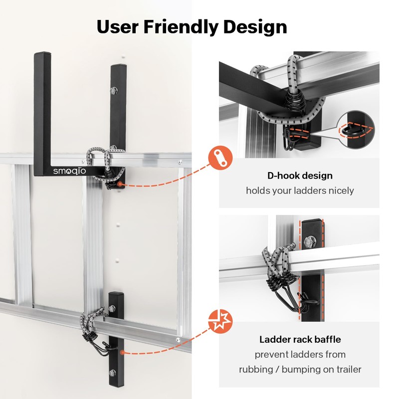 SMOQIO Ladder Rack for Trailer Enclosed, 4pcs Side Mount 400lb