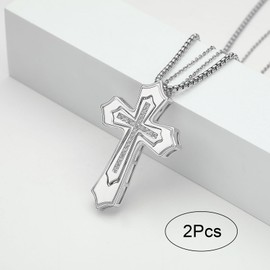 KQ&TTENG Two Cross Necklace for Couples, Bf and Gf Relationship Necklace Couples Matching Jewelry Valentines Day Gifts for Him and Her, /, base, No Gemstone