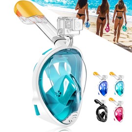 HINATAA Snorkel Mask, 180° Full Face Diving Mask, Free Breathing, Anti-Fog and Anti-Leak Technology with Adjustable Headbands for Adults, Teens, Kids (Green, L-XL)