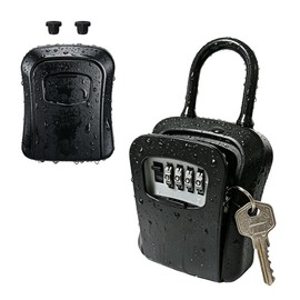 Key Box with Code, Waterproof Dustproof Combination Lock, Corrosion Resistant, Heavy Duty Key Safe for House Spare Keys, Realtors Home Garage Airbnb, Wall or Hook Mount (Black, Large-H)