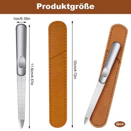 Nagelfeilen, Nagelfeile Glas, Nagelfeilen Naturnägel, 2 Stück, Der Professionelle Doppelseitige Nagelfeile, mit Rutschfestem Griff, Reinigungspitze und Lederhülle