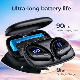 Auriculares inalámbricos con cancelación activa de ruido, auriculares Bluetooth de 90 horas de reproducción, con pantalla estéreo de alta resolución, 