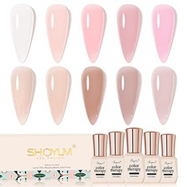 SHOYUM Set De Esmaltes De Uñas En Gel Jelly Nude, 10 Piezas, Blanco Lechoso, Rosa, Transparente, Kit De Esmaltes En Gel UvLed, Colores De Esmalte,... 