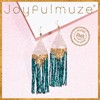 Joyfulmuze Dangle Earrings for Women, Handmade Seed Bead Tassel Fringe,