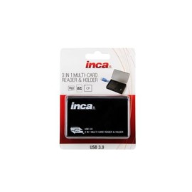 Inca 3 in 1 Card Reader and Holder for CF, SD mSD USB; Reader Inca CF SD mSD USB 3.0 Card Reader with Storage, Black (560630)