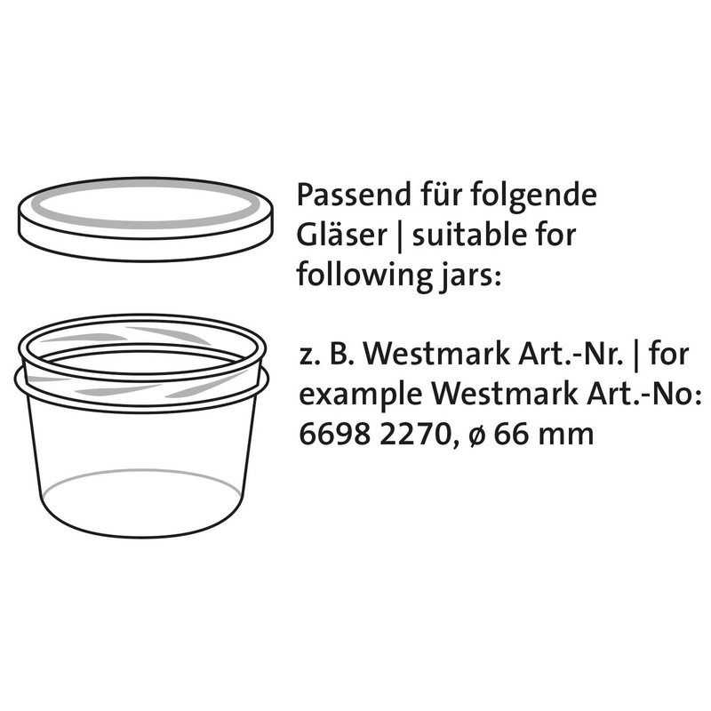 Westmark 6 Schraub-/Twist-Off-Deckel für Einmachgläser, rund, ø 66 mm, Weißblech,