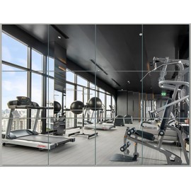 JAMBALAY Full Length Wall Mirror Tiles, 12''×12''×12Pcs Home Gym Mirrors for Gym, HD Glass Square Wall Mirror Tiles, Self Adhesive Frameless Wall Mirror for Bedroom, Living Room, Over The Door