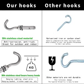 maogoujian Metal Wall Hangers Heavy Duty Concrete Wall Hooks,304 Stainless Steel Expansion Hooks Outdoor Wall Hooks for Hanging with Drill(M8-10pcs)