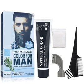 Men Beard Colouration Dye, Beard Colour, Tint, Beard Colour, Eliminates Grey Hair for a Fuller Look, with Applicator Brush, 80 ml, Colour Dark Brown