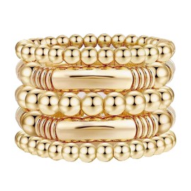 5PCS Gold Bracelet Stack for Women Chunky Cuff Bracelet Boho Bangle Bracelet Wide Cuff Bangle Bracelet Statement Bracelet for Girls Wide Open Bracelet Thick Bangle Bracelet