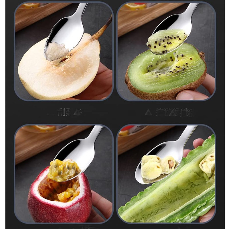 ARFUKA Grapefruit Spoons Serrated Double-Headed Grapefruit Spoons Mud Scraping Spoon