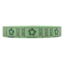 INDIANA TICKET CO. Green Star Roll Tickets, 2000 per Roll, Single Roll, 1x2 Tickets for Admission, Events, Fundraisers & Prizes
