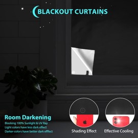 Blackout Curtains, Portable Window Curtain Shade 100% Black Out Room Darkening Light Blocking Drapes for Bedroom Living Room - Black & Silver