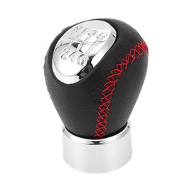 INFINAUTO 6 Speed Manual Gear Shift Knob, Front Automotive Gearbox Stick Shifter Lever Knob for Mazda 3 BK 2003-2008 Plastic Faux Leather Black Red, 1 Pc