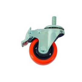 DOGOTULS ZF5196 Rodaja de PVC Naranja Giratoria con Espiga Roscada y Freno 3"
