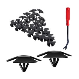 Car Hood Insulation Retainers, 30pcs Bumper Cover Retainer Clips with One Fastener Remover, Heat and Sound Insulation Nylon Clip for Auto Hood, Replacement for OEM 4878883AA and More