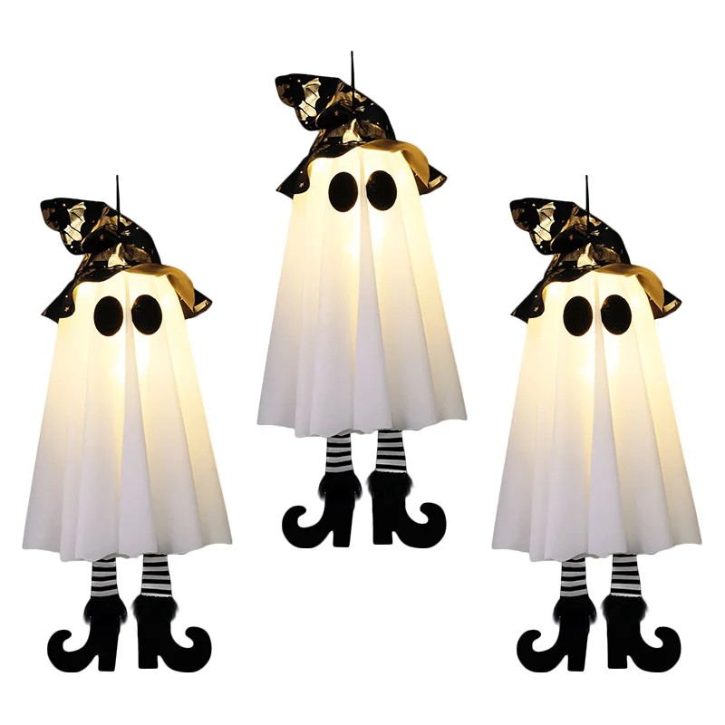 LED Light-Up Hanging Halloween Ghost Decorations – Spooky Floating Witch