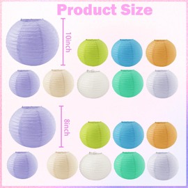 16PCS Colorful Hanging Paper Lanterns,Pastel Paper Lanterns Decorative,Colorful Party-Decorations Paper Lanterns for Party, Baby Shower Wedding Birthday, Home Decorations