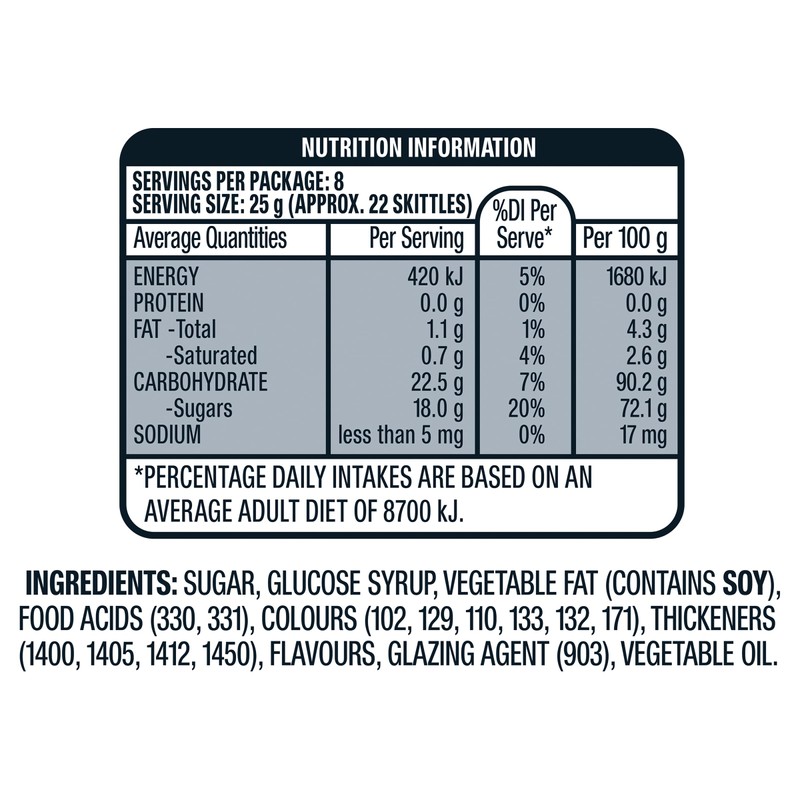 Skittles Fruits Chewy Lollies Snack & Share Bag 200g