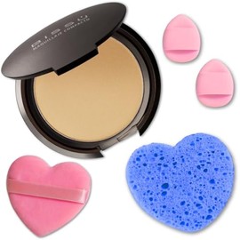 Kit de maquillaje y exfoliación  Polvo compacto Bissú  1 Almohadilla de terciopelo mediano  2 Almohadillas de dedos  1 esponja exfoliante facial (11