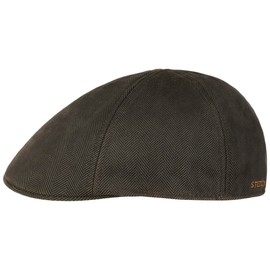 Stetson Herringbone Duck Flatcap Schirmmütze Schiebermütze Herren - mit Schirm, Futter Herbst-Winter - L (58-59 cm) braun-oliv