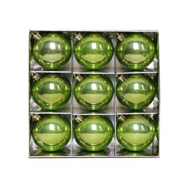 YYCRAFT Shiny Pearly Christmas Ball Ornaments 8CM Faux Glass Ball for Christmas Decoration Box Set (9 Pack,Shiny Lime Green)