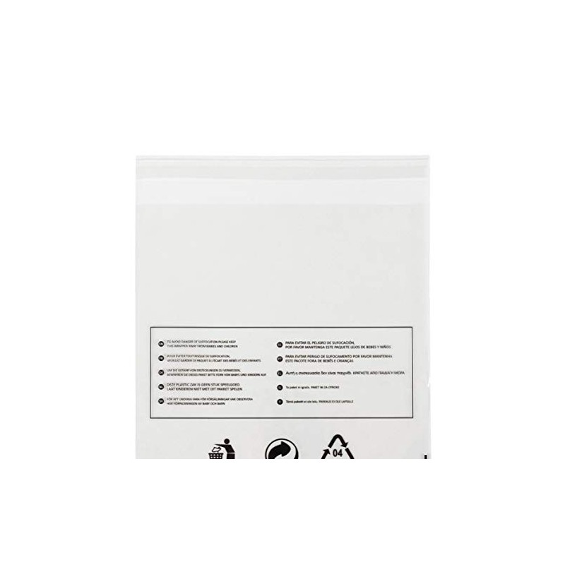 250 x Clear Poly Bags with Suffocation Warning (250 Polybags