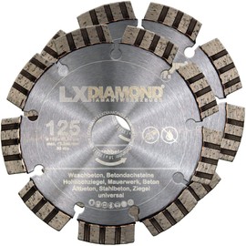 LXDIAMOND 2 x Diamond Cutting Disc, Diameter 125 mm x 22.23 mm, Premium Turbo Concrete Stone Masonry Suitable for Diamond Milling Machine Slot Milling Wall Cutter Diamond Disc 125 mm