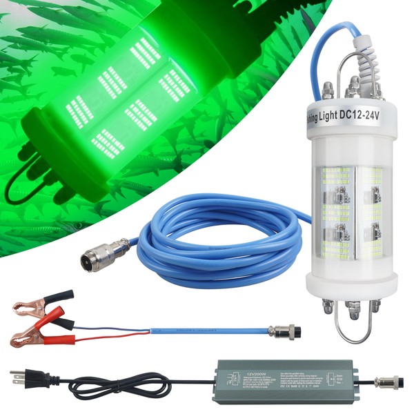 160W Underwater Fishing Light, 80000 Lumens 110V & 12/24V Waterproof
