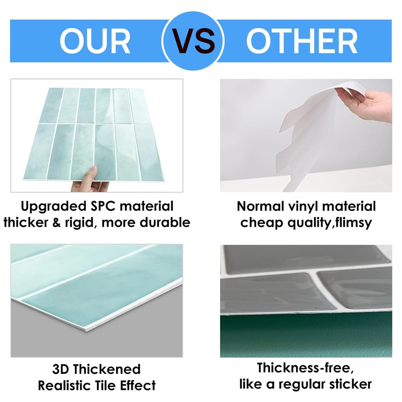 AdoDecor Peel and Stick Tile，New Upgrade Thicker Design Self Adhesive