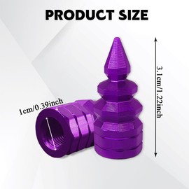 HQRNYP 4PCS Car Tire Valve Caps, Valve Stem Covers, Stainless Steel Vehicle Wheel Air Caps, Universal Dustproof Waterproof Tire Decoration Accessories Fit for SUV Truck Motorcycle (Purple)