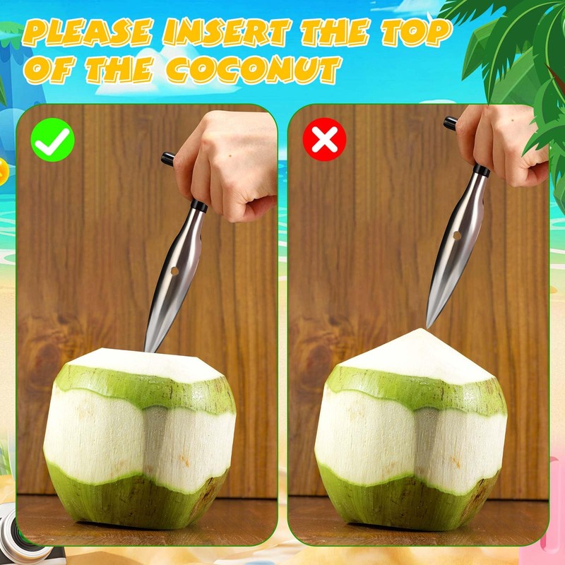 WILLBOND 4 Pcs Coconut Opener Tool Set Coconut Hole Tool