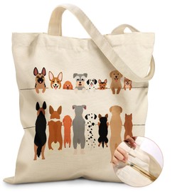 Miss Adola Canvas Tote Bag for Women – Aesthetic Canvas Bag with Zipper Cute Stylish Reusable Shoulder Totes for Shopping Work Daily Vacation, Multi Puppies