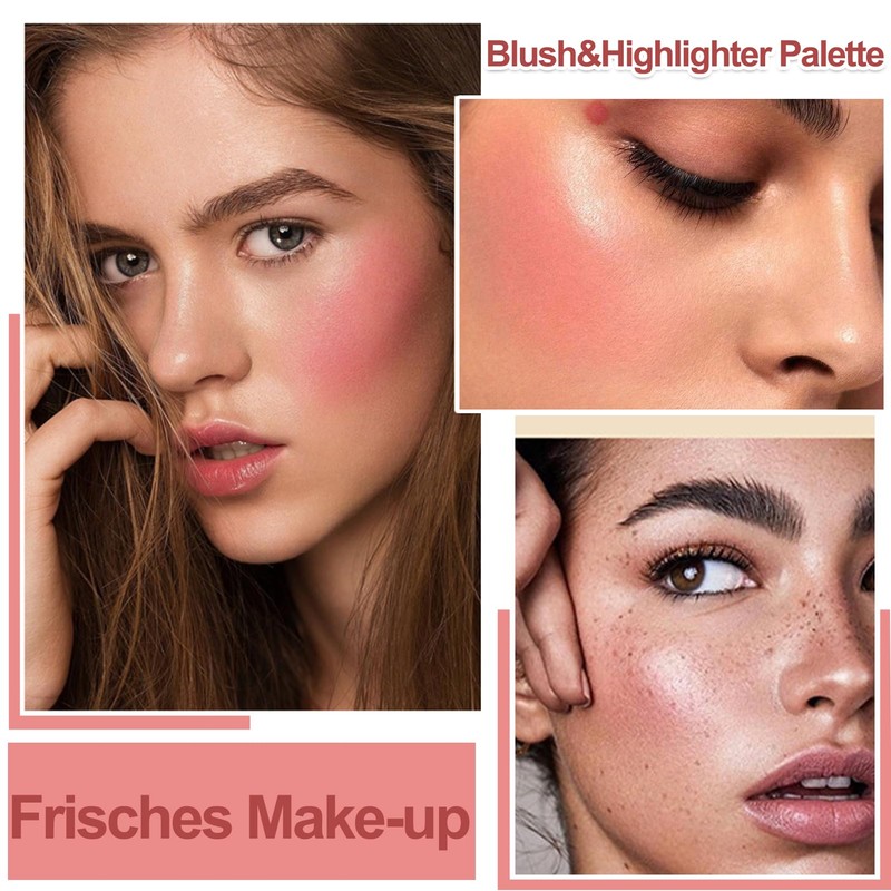 Peach Pink Blush & Highlighter Palette - 4 Colours Highly