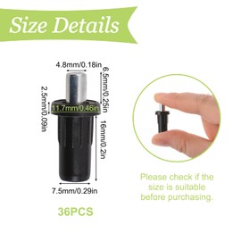 UFURMATE Spring Loaded Repair Pins, 36Pcs Plastic Blinds Repair Pins Cabinet Door Repair Pins Damper Replacement Repair Pins Cabinet Furniture Shelf Pins Support, Dia. 7.5mm/0.29 in (Black)