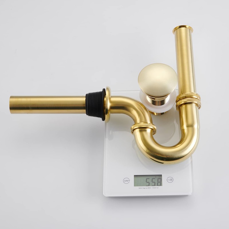 Miraga Sink Stopper U Trap Set, Brass Construction U-Shape 1-1/4