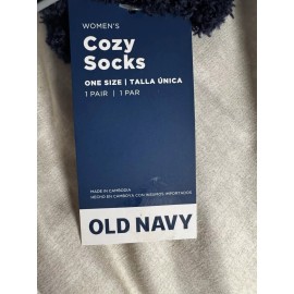 Old Navy Cozy Socks Santa Navy Blue Women's One Size NWT Christmas Theme So Cute