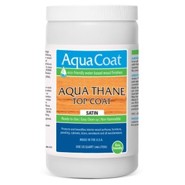 Aqua Thane Topcoat in Satin Finish - Premium Water-Based for Wood & Plastic - Fast-Drying, Non-Yellowing, Eco-Friendly - Quart