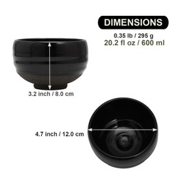 COTONOHA Kyoto Kiyomizu-yaki - tazón de barro Matcha - Rokuro Suji - Forma encantadora de 20 onzas líquidas, sin plomo, caja de regalo incluida, ideal para té y café au Lait fabricado en Japón (negro)