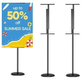 Newzueby Adjustable Poster Stand for Display - Floor Standing Poster Sign Stand Metal with 180° Angle Rotation, Great for Events, Advertising, and Direction Board & Foam Poster (2 PACK)