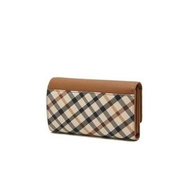 Daks (신세계강남점)DCWA4E423W2 VICTORIA 브라운 체크배색 DD로고 3단 중지갑 (Shinsegae Gangnam) DCWA4E423W2 VICTORIA Brown Checkered Color Block DD Logo 3-Fold Wallet