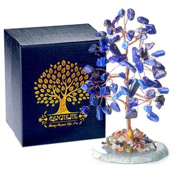 QINJIEJIE Lapis Lazuli Healing Crystals Tree Artificial Tree of Life Healing Stone Tree Crystal Tree Gem Tree Feng Shui Tree Money Tree Holiday Valentine Gifts for Women