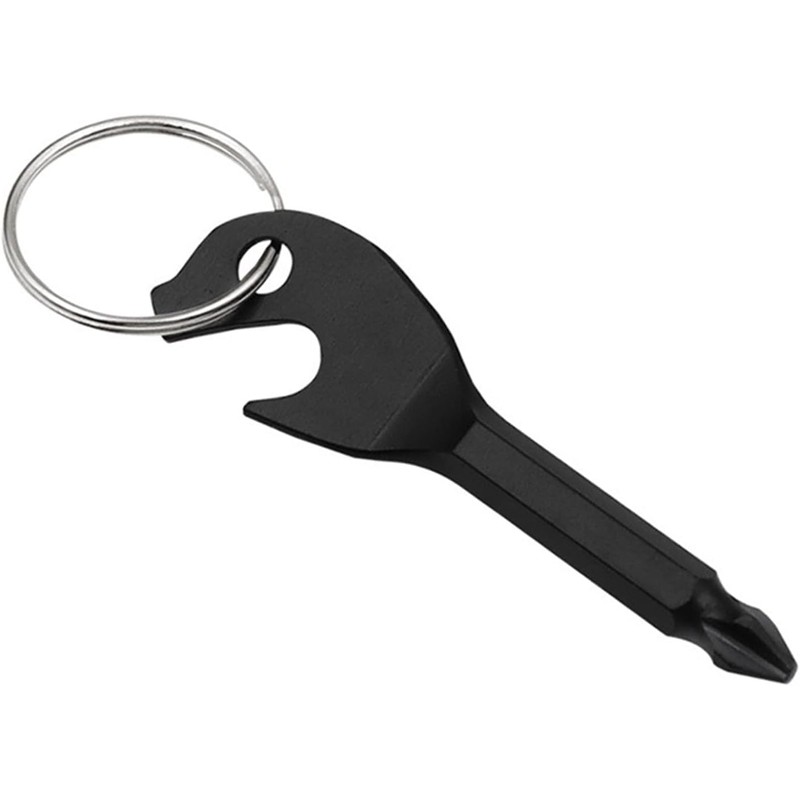 Black Compact Keychain Multifunction Tool Stainless Opener Screwdriver Mini Pry