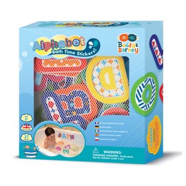 Buddy & Barney | Alphabet Letters Bath Toy Stickers A-Z 26 EVA Foam Pieces plus net mesh storage bag organiser for Bathroom.